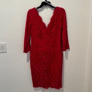 Red lace Tadashi Shoji dress size 12. Dresses day to evening. Beautiful.